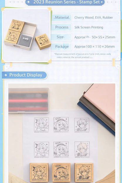 Genshin Impact Reunion Series stamp set used on paper for journaling and decoration