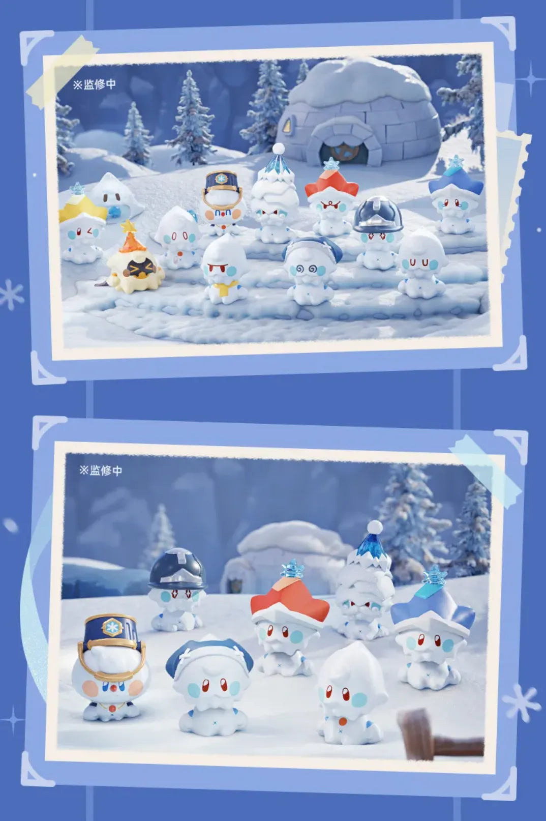 Assorted Jack Frost mini figures displayed in a Snezhnaya winter scene
