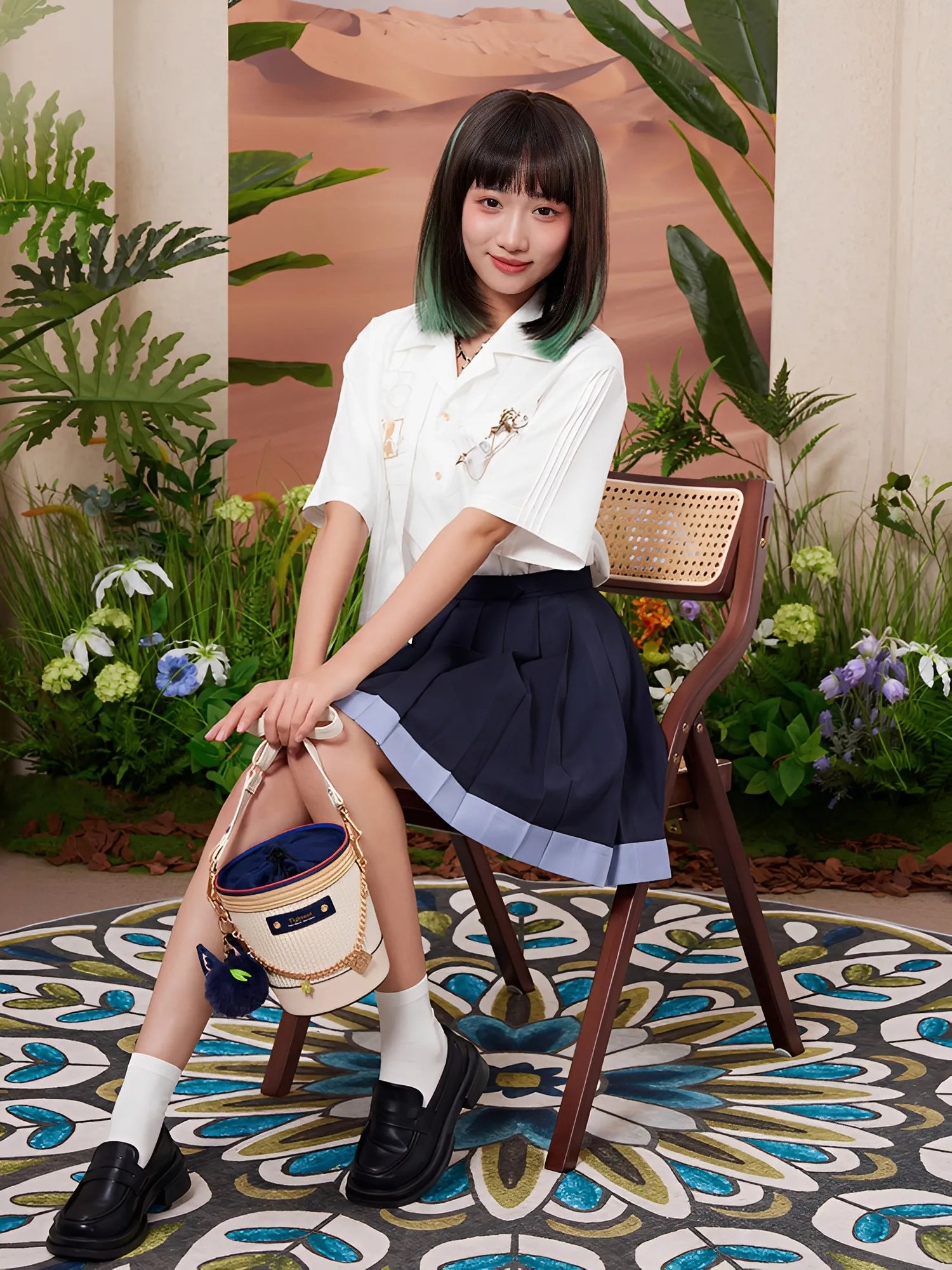 Tighnari themed short sleeve shirt front view clean styling