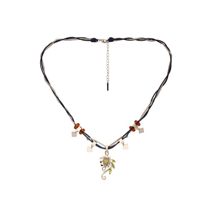Tighnari necklace on white background showing full chain length and pendant detail