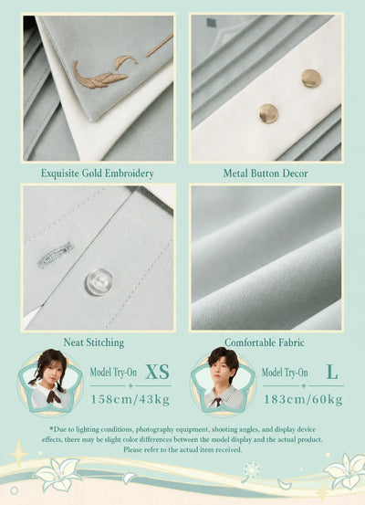 shirt button detail close up clean stitching