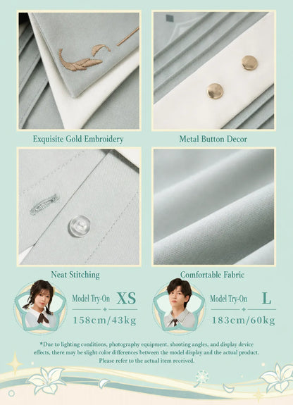 shirt button detail close up clean stitching