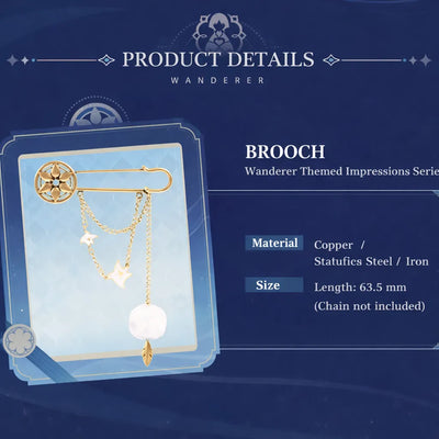 Wanderer brooch pin structure and attachment detail