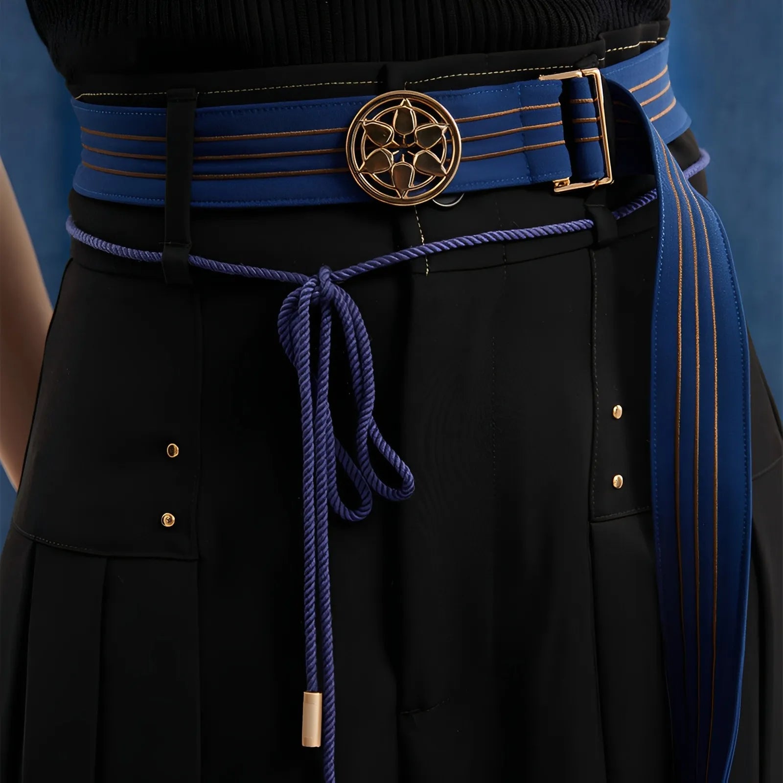 Wanderer themed wide leg pants cosplay outfit angle view