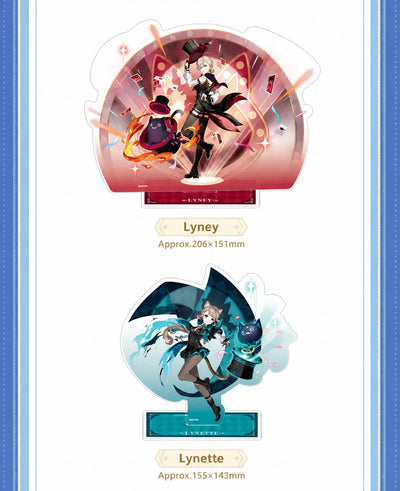 Genshin Impact acrylic stand character variants display layout