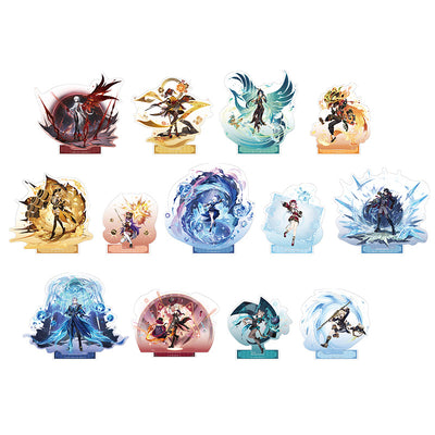 Genshin Impact Wishing Series acrylic stand collection featuring multiple characters display