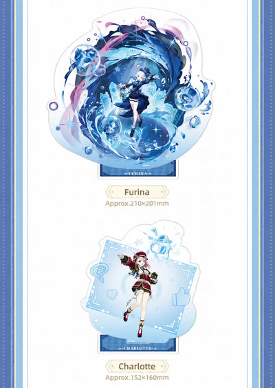 Genshin Impact acrylic stand size comparison and dimension detail