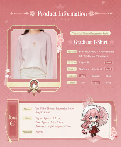 yae miko gradient long sleeve t-shirt couple model styling