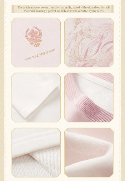 genshin yae miko logo chest print detail long sleeve shirt