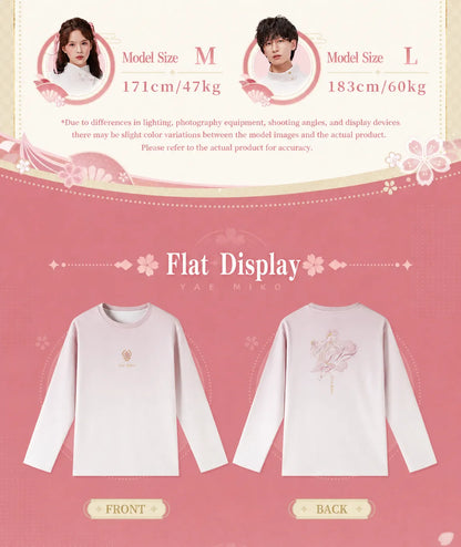 yae miko long sleeve shirt sleeve cuff and stitching detail