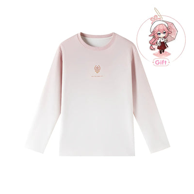 genshin yae miko gradient long sleeve t-shirt clean white background product view