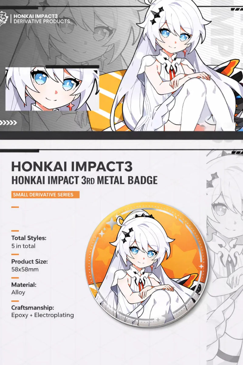 Honkai Impact 3 chibi Herrscher series tinplate badge product details size 58mm anime collectible badge