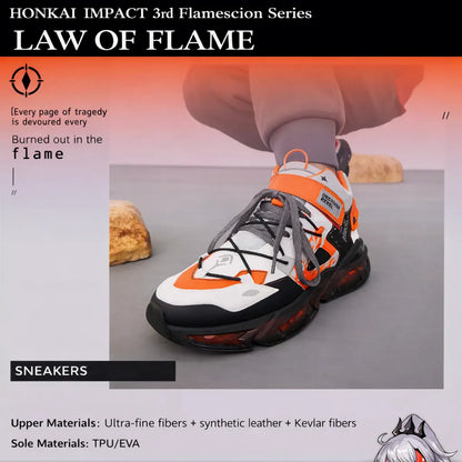 Honkai Impact 3 Flamescion Series sneakers size chart EU 38 to 45 insole length measurements