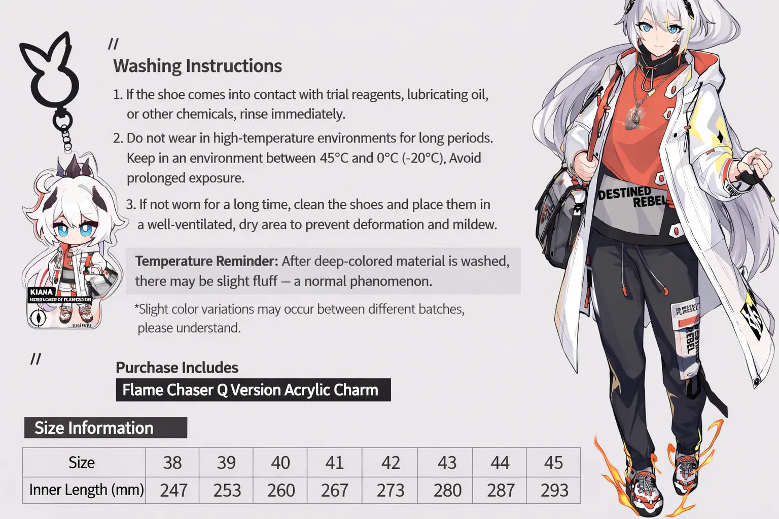 Honkai Impact 3 Flamescion Series sneakers worn display inspired by Kiana Kaslana anime streetwear footwear