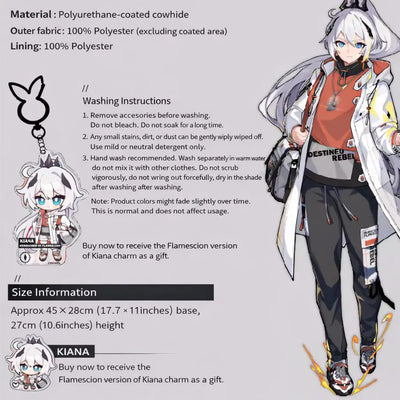 Honkai Impact 3 Herrscher of Flamescion Kiana backpack material and washing instructions