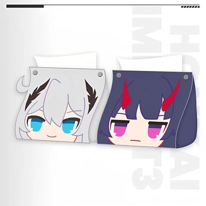 Honkai Impact 3 PU leather tissue box desk accessory with chibi Kiana and Raiden Mei