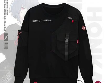 Honkai Impact 3 Midnight Absinthe Natasha black patchwork sweatshirt tactical anime apparel