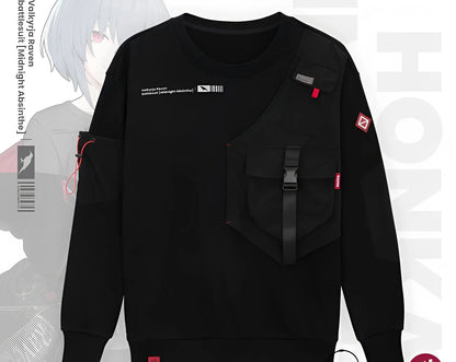 Honkai Impact 3 Midnight Absinthe Natasha black patchwork sweatshirt tactical anime apparel