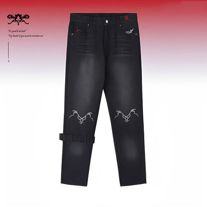 Honkai Impact 3 Seele Starchasm Nyx theme jeans leg design detail dark denim anime pants