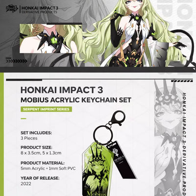 Honkai Impact 3 Serpent Imprint acrylic keychain product details showing size material and design