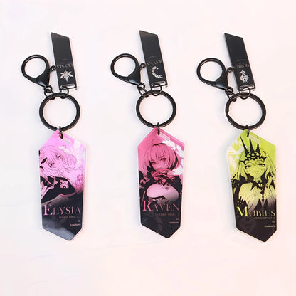 Honkai Impact 3 Serpent Imprint series acrylic keychain collection with Elysia Natasha and Mobius designs