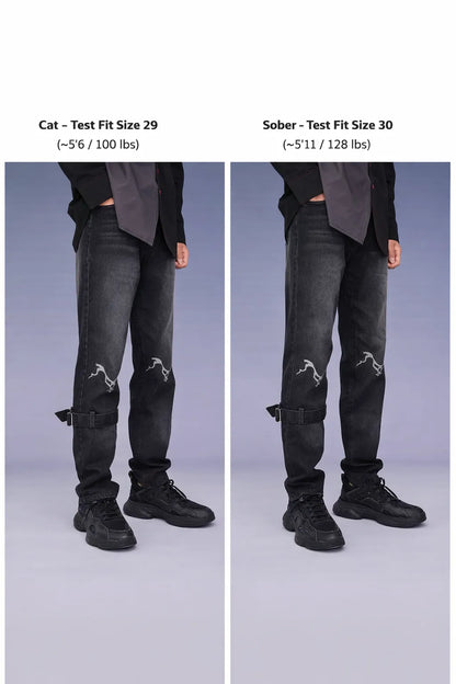 Honkai Impact 3 Starchasm Nyx theme jeans model fitting reference anime streetwear denim pants