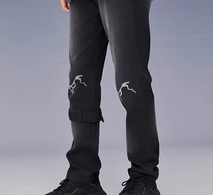Honkai Impact 3 Starchasm Nyx Seele theme jeans side view stretch washed denim anime streetwear