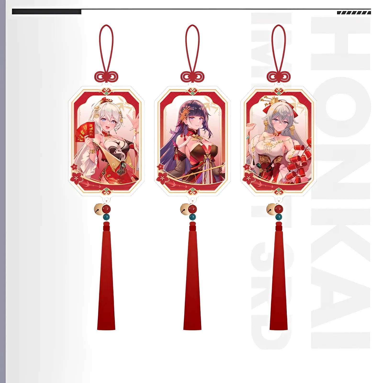 Official Honkai Impact 3rd acrylic charm collection with Chinese knot tassel detail