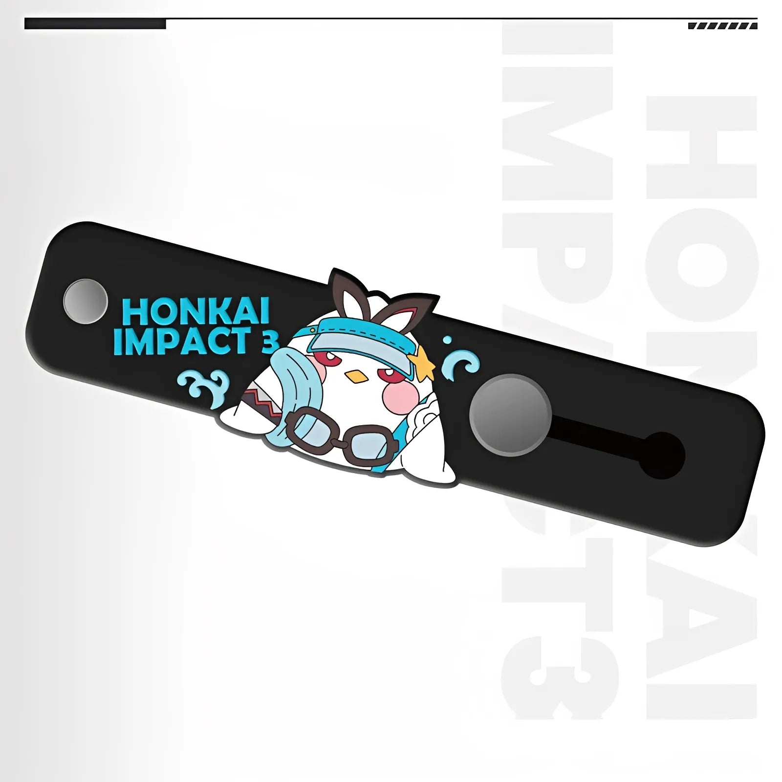 Honkai Impact 3rd Astral Assembly silicone phone strap stand green version chibi mascot PVC phone holder accessory angled view