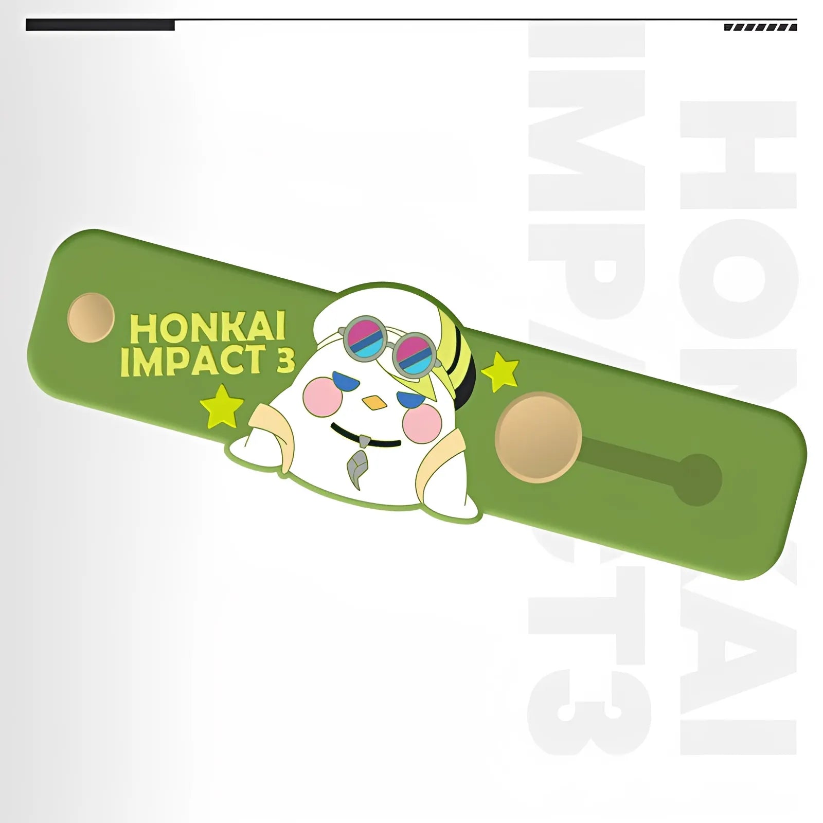 Honkai Impact 3rd Astral Assembly silicone phone strap stand green version with chibi mascot PVC phone holder accessory front view