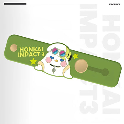 Honkai Impact 3rd Astral Assembly silicone phone strap stand green version with chibi mascot PVC phone holder accessory front view