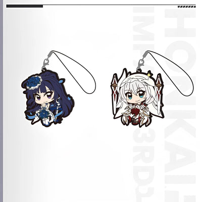 Honkai Impact 3rd chibi valkyrie soft rubber keychain front view with metal keyring attachment