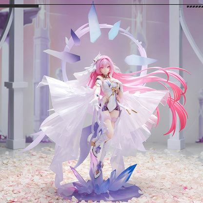 Full display view of Honkai Impact 3rd Elysia 1/7 scale figure with dynamic pose and translucent base effects