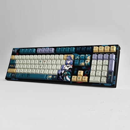 Fu Hua anime mechanical keyboard with custom character keycaps from Honkai Impact 3rd