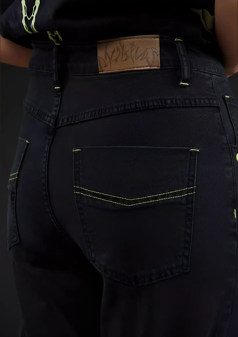 Mobius themed stretch washed denim fabric texture detail Honkai Impact 3rd apparel