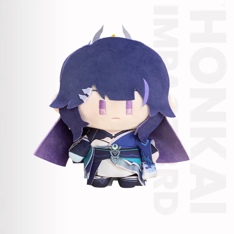 Honkai Impact 3rd Raiden Mei chibi plush doll on white background
