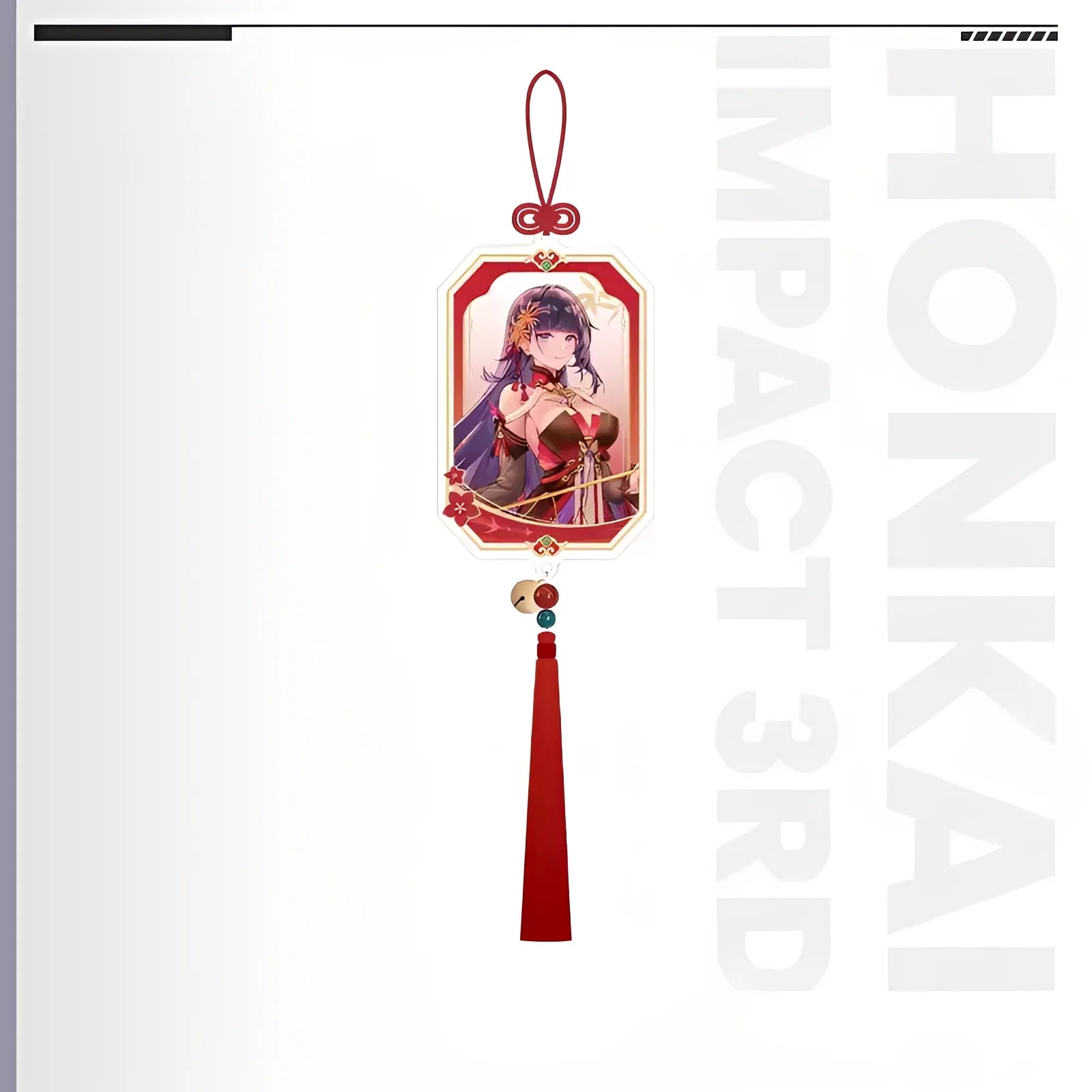 Official Honkai Impact 3rd Raiden Mei acrylic charm with double-sided artwork and tassel