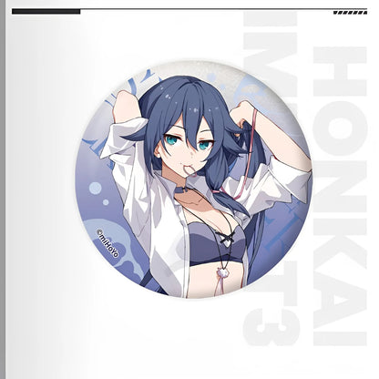 Honkai Impact 3rd Summer Series tinplate badge featuring Fu Hua character artwork collectible anime metal badge