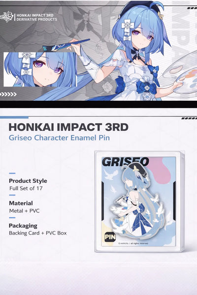 Honkai Impact 3rd Valkyrie Impression metal badge zinc alloy anime collectible pin product details and packaging