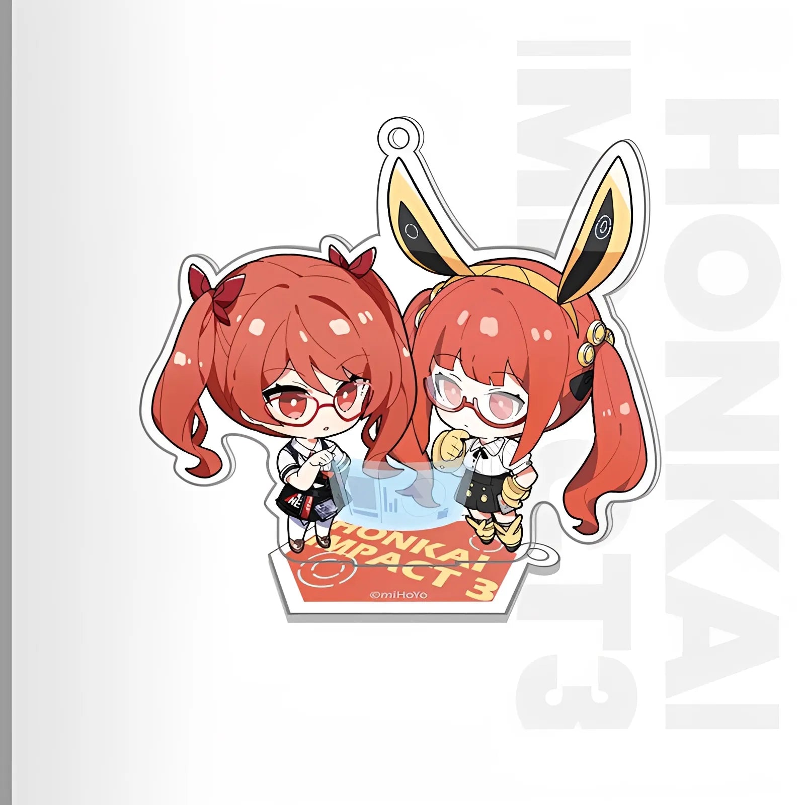 Honkai Impact 3rd Weapon Doll Series acrylic keychain featuring Tesla and Tesla Zero chibi weapon doll design