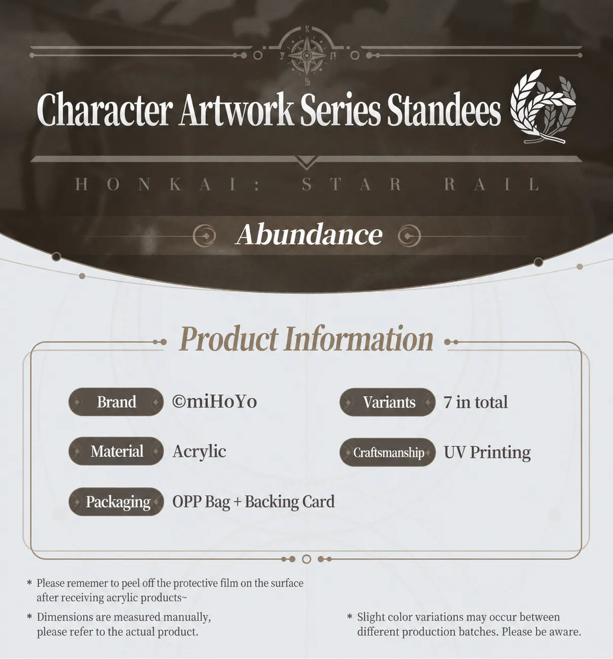 Honkai: Star Rail Character Artwork Series Abundance acrylic standee product information