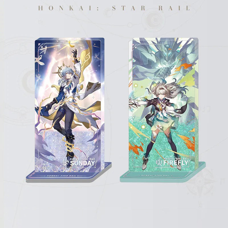 Cyrene, Sunday, and Firefly Character Artwork Series Glitter Sand Acrylic Standees