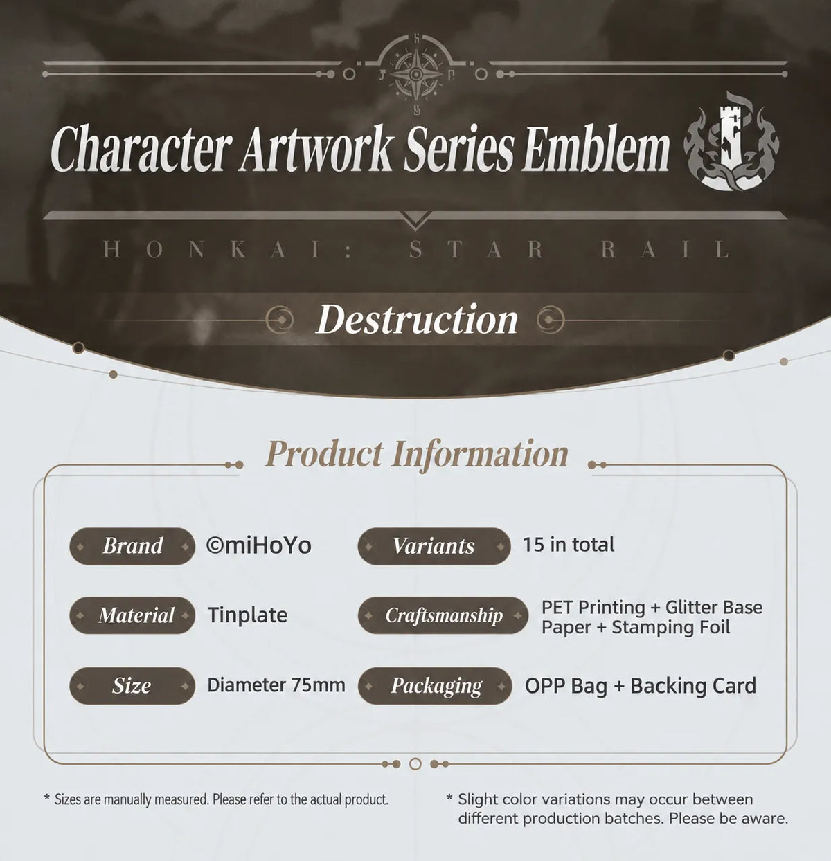 Honkai: Star Rail Character Artwork Series Destruction badge product information