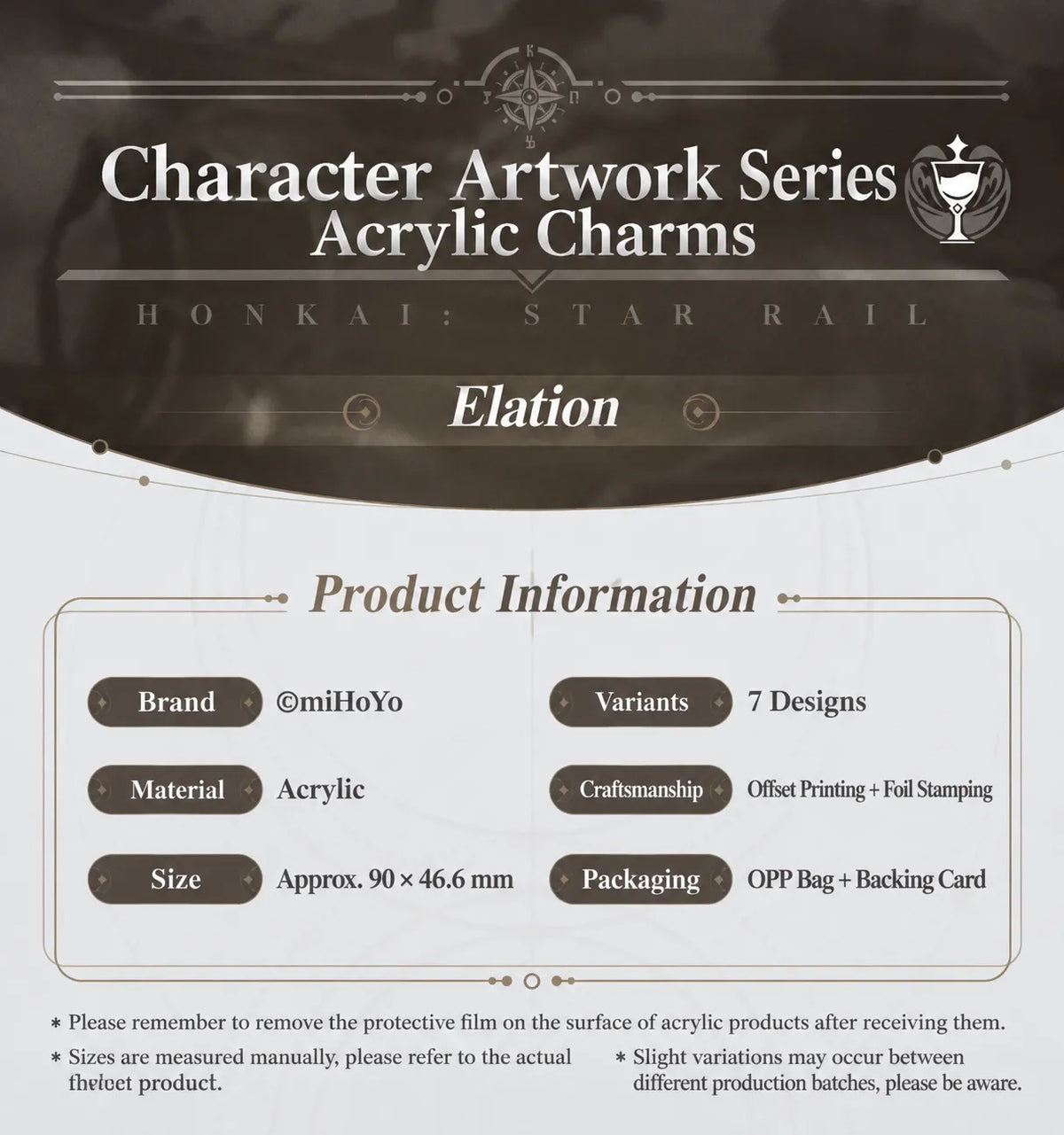 Honkai: Star Rail Character Artwork Series Elation acrylic charm product information
