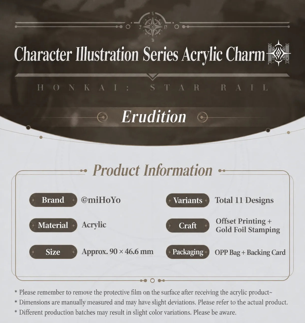 Honkai: Star Rail Character Artwork Series Erudition acrylic charm product information