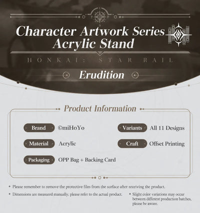 Honkai: Star Rail Character Artwork Series Erudition Acrylic Standees product information