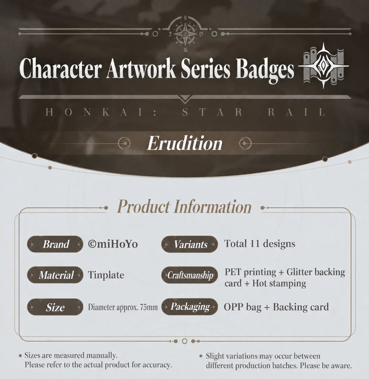 Honkai: Star Rail Character Artwork Series Erudition Badges product information and specifications