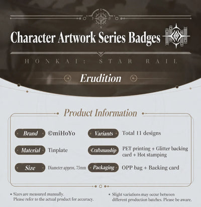 Honkai: Star Rail Character Artwork Series Erudition Badges product information and specifications