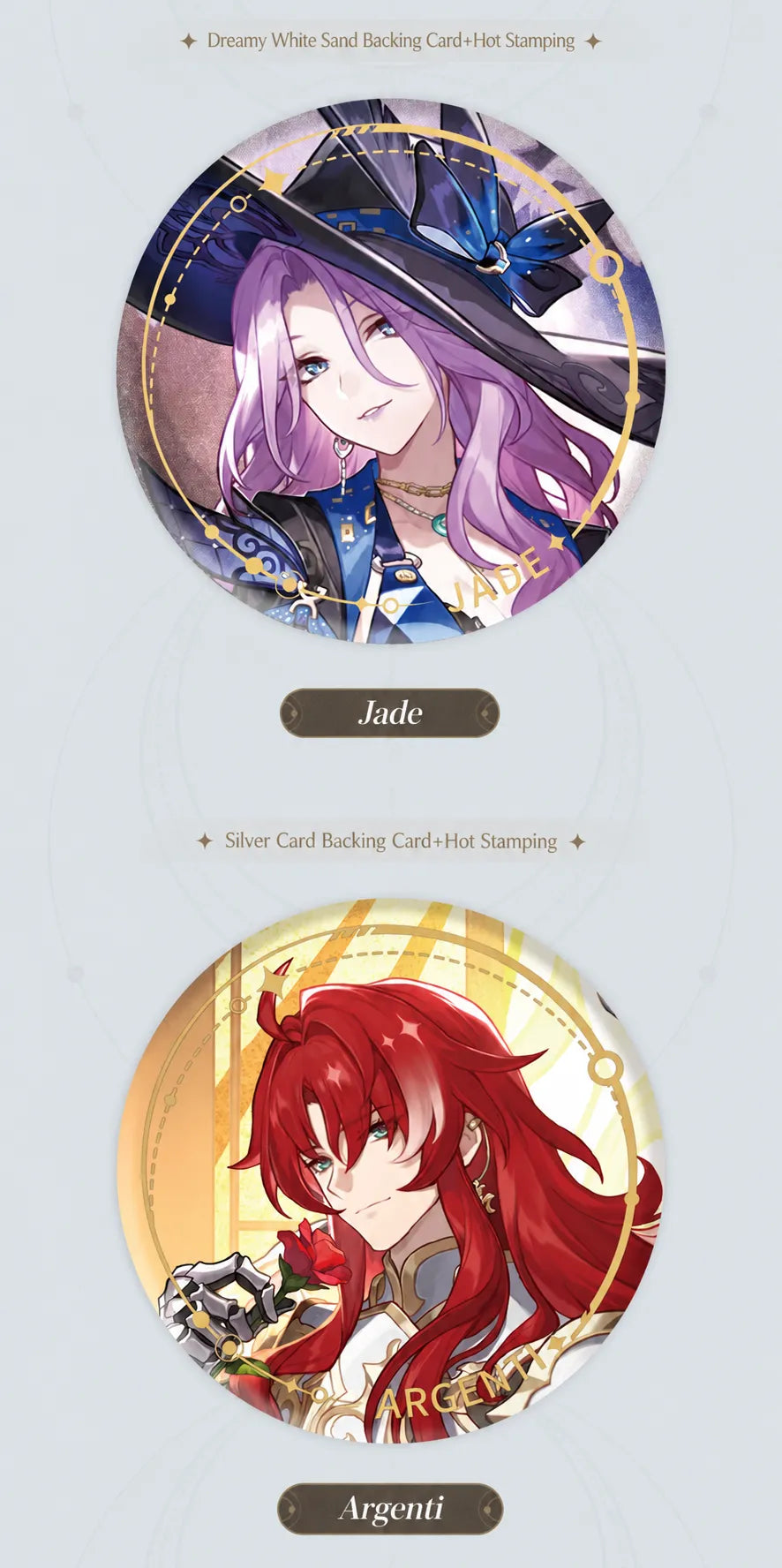 Jade and Argenti Character Artwork Series Erudition Badge designs