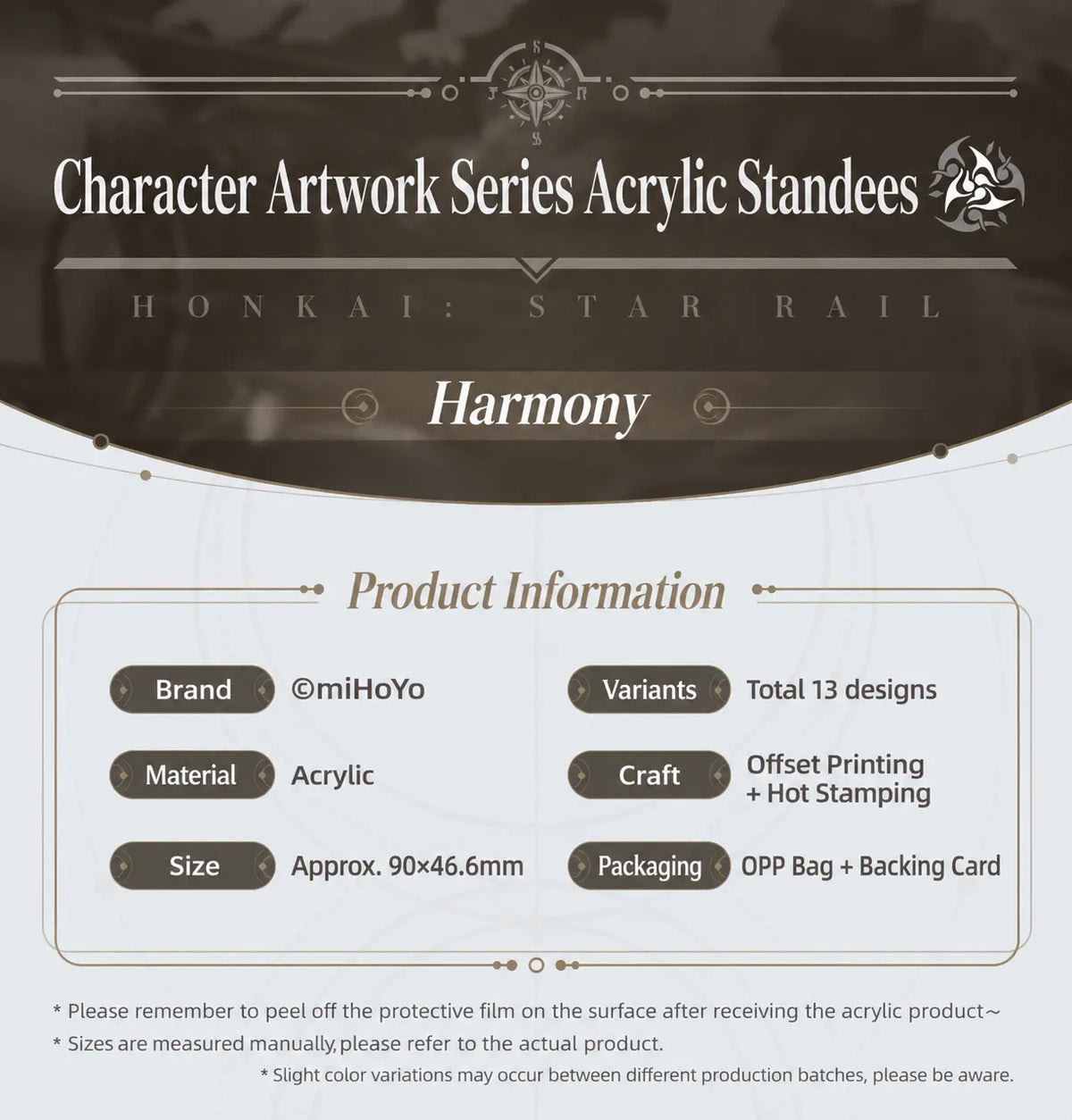 Honkai: Star Rail Character Artwork Series Harmony Acrylic Charms product information and specifications